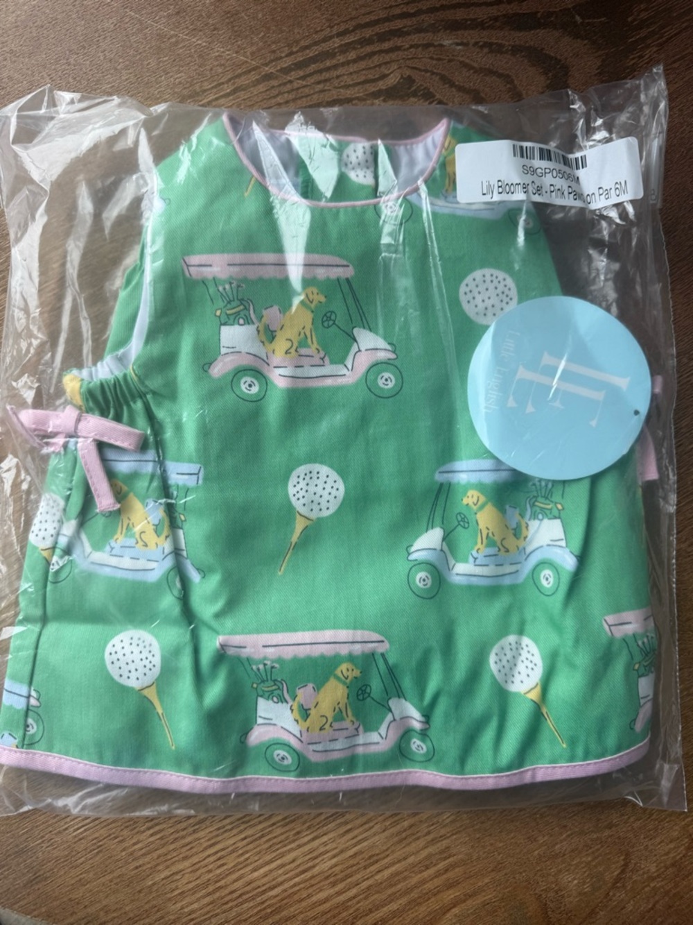 Little English - Lily Bloom Mint Green Golf Cart Print Bloomer - 6M